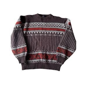 Vintage 70's Dimension by Milford USA Made Brown Orange White XL Knit Sweater